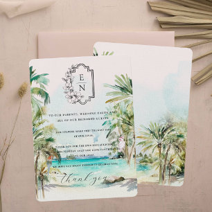 Tropical Beach   Monogram Wedding Table Thank You Menu