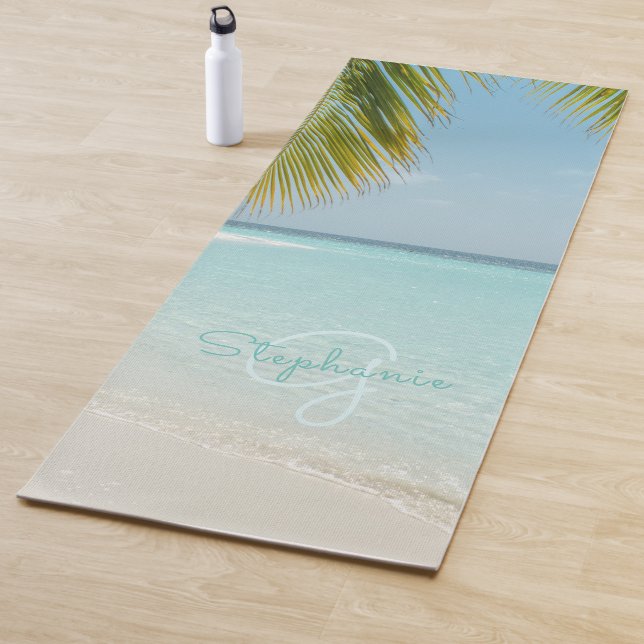 Tropical Beach Monogramed Elegant Palm Tree Yoga Mat (In Situ)