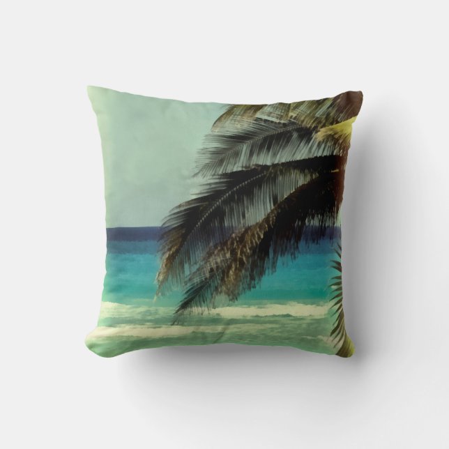 tropical beach nature art throw pillow (Front)