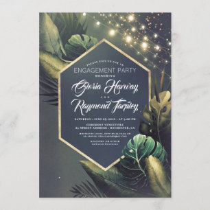Tropical Beach Night Engagement Party Invitation