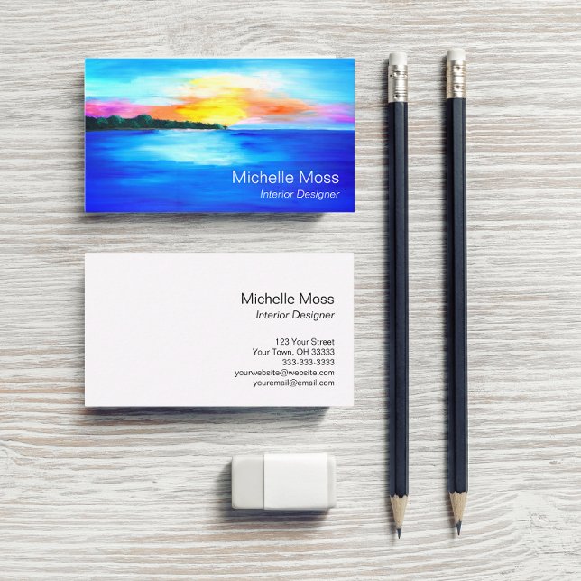 Tropical Beach Ocean Abstract Business Card (Creator Uploaded)