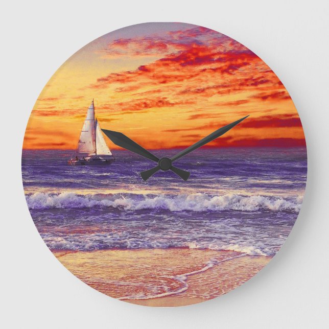 TROPICAL BEACH OCEAN ART Wall Clock (Front)