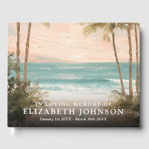 Tropical Beach Ocean In Loving Memory Funeral Guest Book