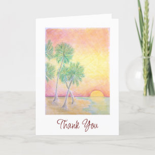Tropical Beach Ocean Palm Trees Thank You Card