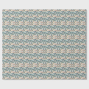 Tropical Beach Ocean Waves & Palms Floral Pattern Wrapping Paper