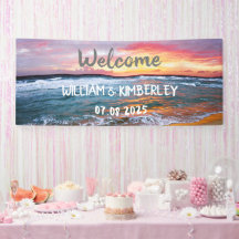 Tropical Beach Ocean Waves Sunset Elegant Wedding