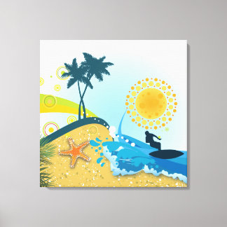 Tropical beach, ocean wrapped canvas print