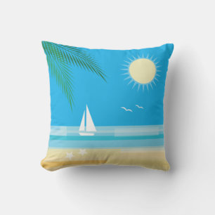 Tropical Beach on Blue Sky - Outdoor Cushion