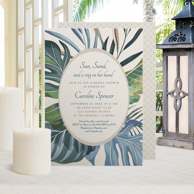 Tropical Beach Palm Bridal Shower Invitation (Creator Uploaded)