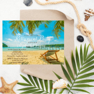 Tropical Beach,Palm,Chair  Retirement Party Invitation