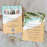 Tropical Beach Palm Lights Photo QR Code Wedding Invitation<br><div class="desc">Amaze your guests with this elegant all in one beach theme wedding invite featuring modern typography against a beautiful beach background with QR Code for online RSVP. Simply add your event details on this easy-to-use template and adorn this card with your favourite photos to make it a one-of-a-kind invitation.</div>