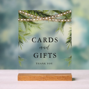 Tropical Beach Palm Lights Wedding Cards and Gifts Acrylic Sign