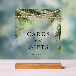 Tropical Beach Palm Lights Wedding Cards and Gifts Acrylic Sign