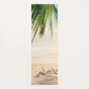 Tropical Beach,Palm, Sand,Seashells- Personalised Yoga Mat