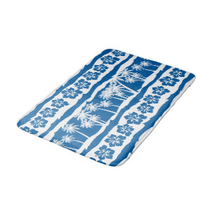 Tropical beach palm stripes bath mat