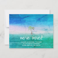 Tropical Beach Palm Tree Blue Green Moving