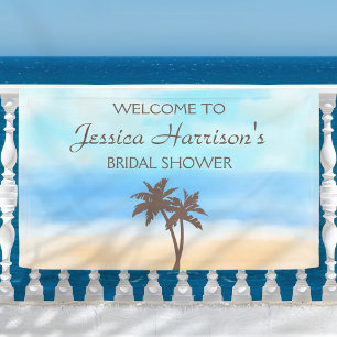Tropical Beach Palm Tree Bridal Shower Banner