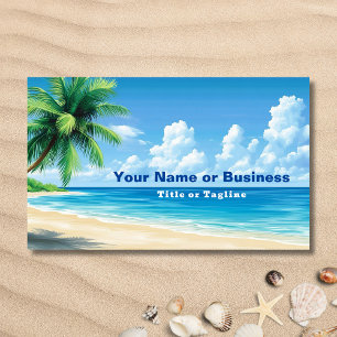 Tropical Beach Palm Tree Coastal Design Business Card