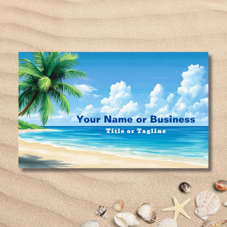 Tropical Beach Palm Tree Coastal Design Business Card