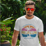 Tropical Beach Palm Tree Custom Spring Break Trip T-Shirt<br><div class="desc">This cute tropical palm tree sunset t-shirt is perfect for a spring break trip with your college friends group or a fun cruise ship getaway vacation with the family. Personalise the full set of customised t-shirts for your group outing to the beach or an island family reunion.</div>