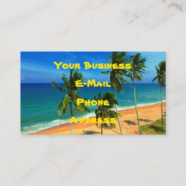 Tropical Beach Palm Tree Island Breeze Business Card (Front)