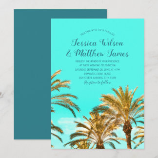 Tropical Beach Palm Tree Ocean Destination Wedding Invitation