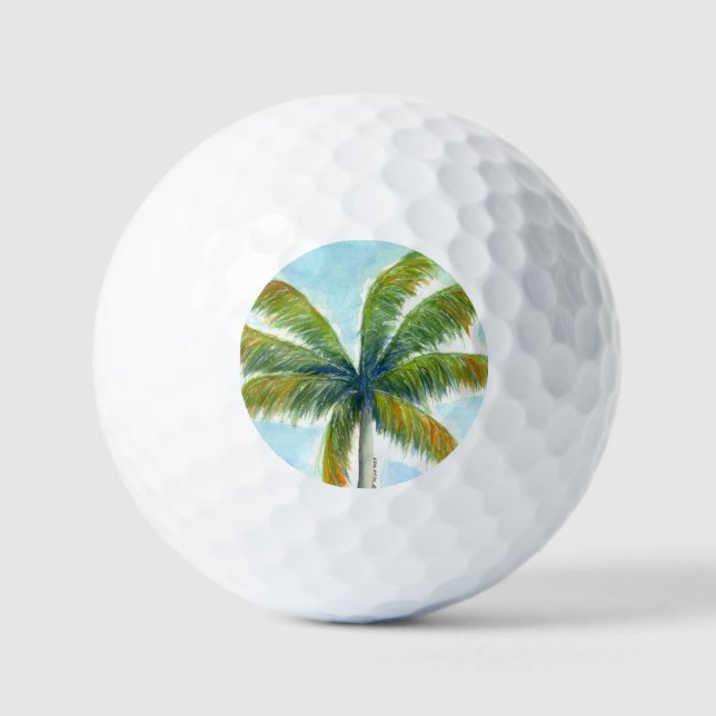 Tropical Beach palm tree on a sunny day Golf Balls (Front)