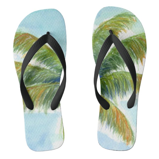 Tropical Beach palm tree on a sunny day Jandals (Footbed)