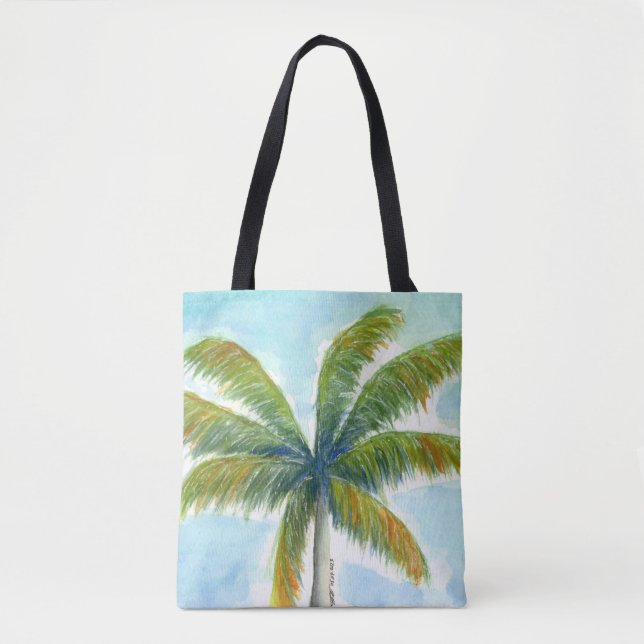 Tropical Beach palm tree on a sunny day Tote Bag (Front)