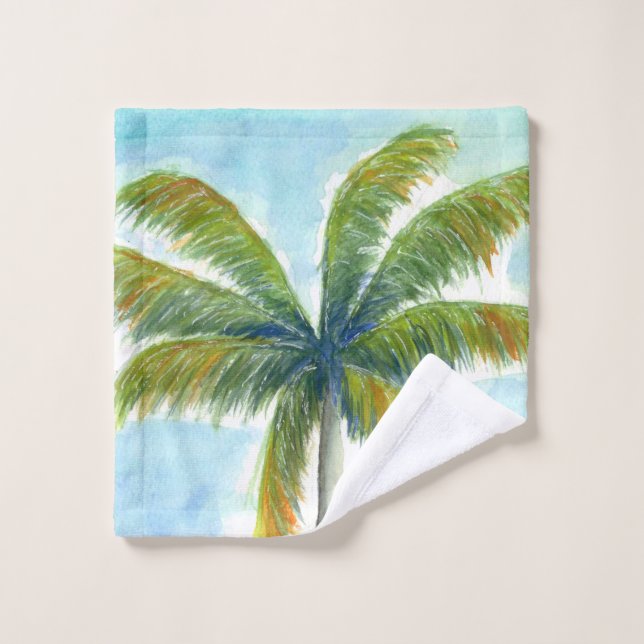 Tropical Beach palm tree on a sunny day Wash Cloth (Wash Cloth)