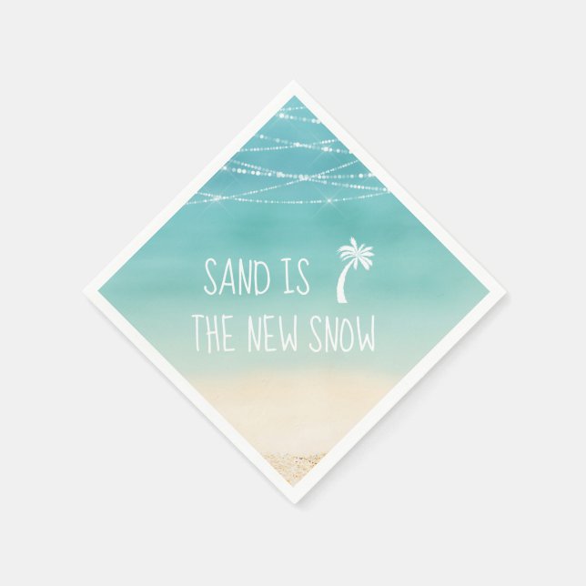 Tropical Beach Palm Tree Sand is the New Snow Napkin (Corner)