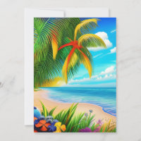 Tropical Beach Palm Tree Scene