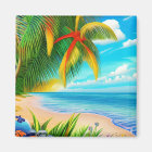 Tropical Beach Palm Tree Scene