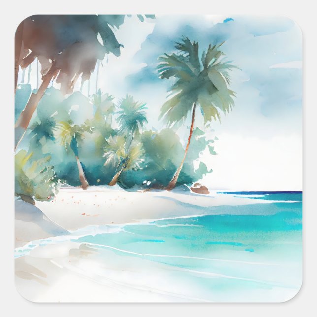 Tropical Beach Palm Tree Stickers (Front)