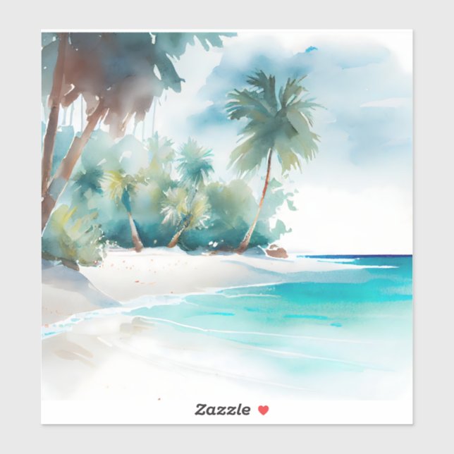 Tropical Beach Palm Tree Stickers (Sheet)