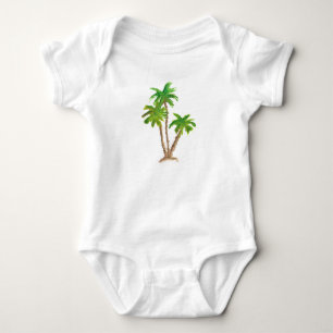 Tropical Beach Palm Tree Watercolor Baby Bodysuit
