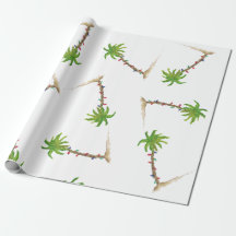 Tropical Beach Palm Tree Watercolor Christmas