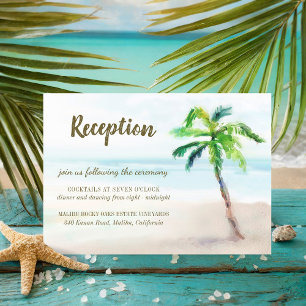 Tropical Beach Palm Tree Wedding Reception Enclosure Card