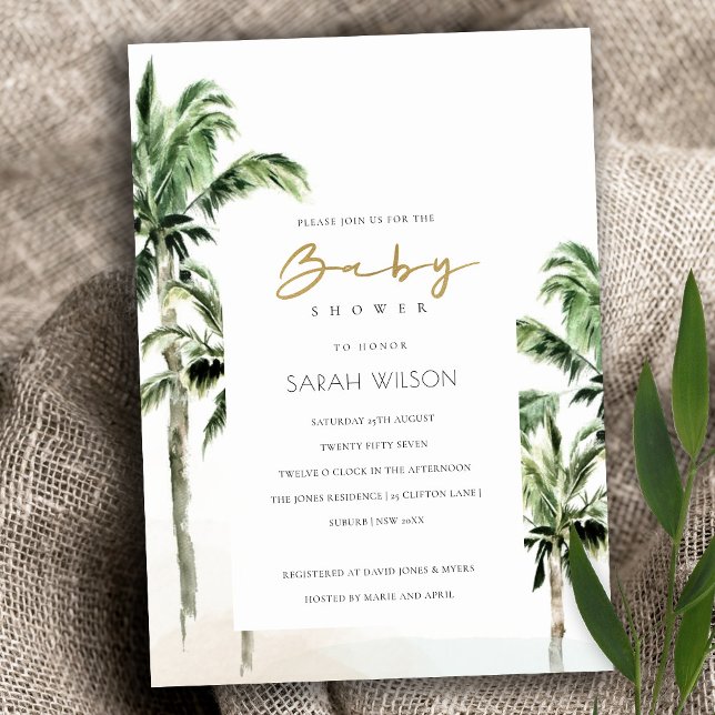 Tropical Beach Palm Trees Baby Shower Invite (Creator Uploaded)