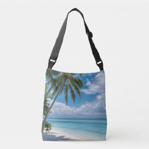 "Tropical Beach Palm Trees Blue Crossbody Bag Su