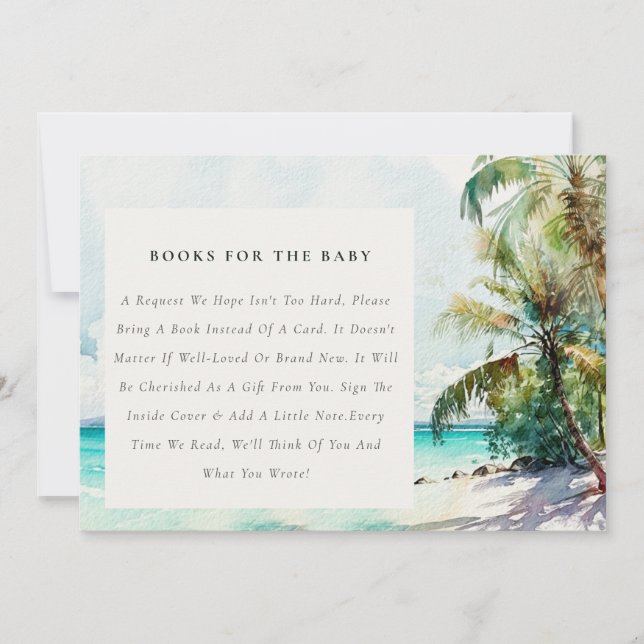 Tropical Beach Palm Trees Books For Baby Shower Invitation (Front)