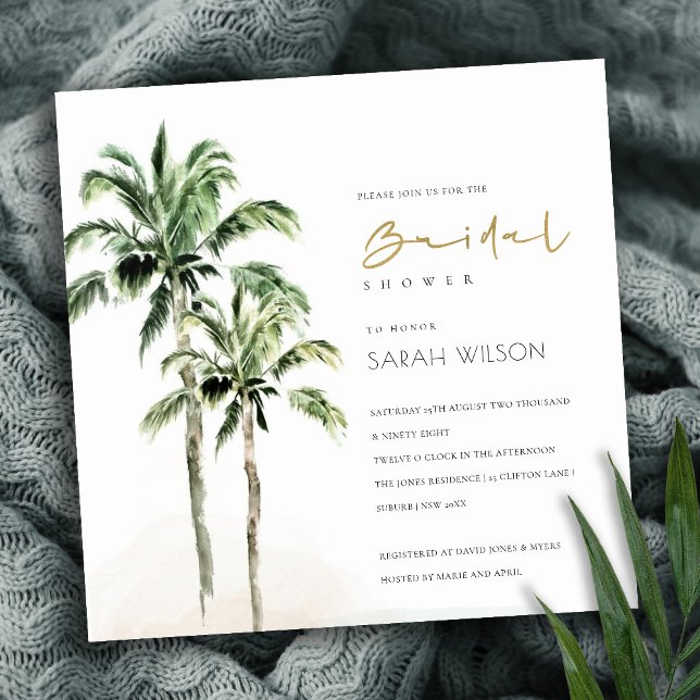 Tropical Beach Palm Trees Bridal Shower Invite (Creator Uploaded)