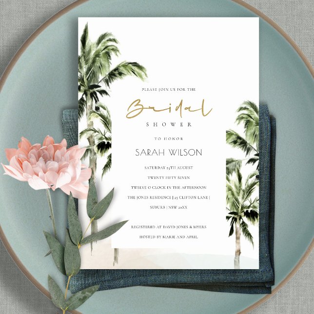 Tropical Beach Palm Trees Bridal Shower Invite (Creator Uploaded)