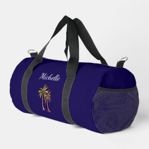 Tropical Beach Palm Trees Classic Navy Blue Duffle Bag