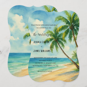 Tropical Beach Palm Trees Destination Wedding Invitation