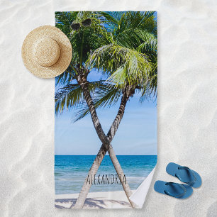 Tropical Beach Palm Trees DIY Personalised Photo Beach Towel