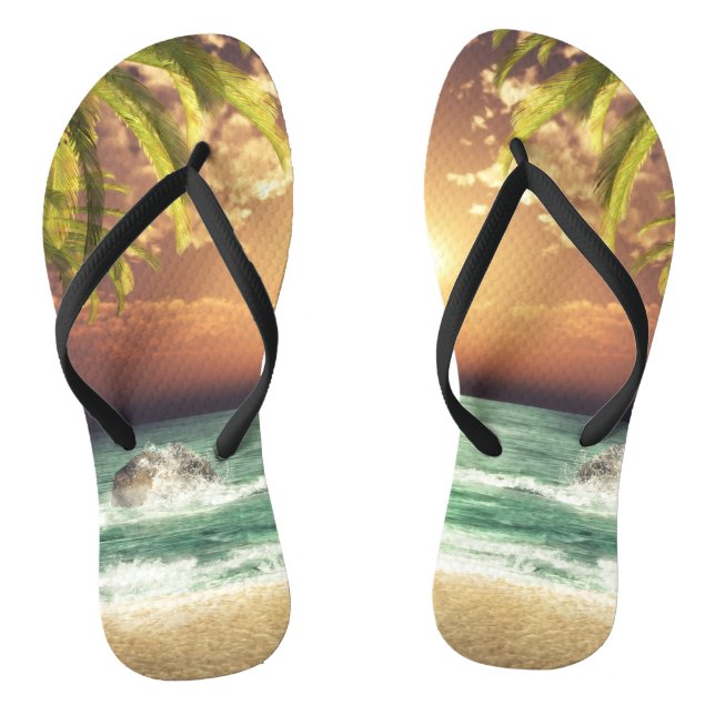 Tropical Beach Palm Trees Jandals (Footbed)