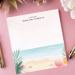 Tropical Beach Palm Trees Ocean Personalised Name Notepad<br><div class="desc">Dream of paradise with this personalised, tropical beach-themed notepad. The design features a serene beach scene with sand, gentle waves, seashells, and lush palm fronds. The soft, calming colours create a relaxing vibe. Add your own custom text to make this notepad uniquely yours. Perfect for vacation planning, reminders, or simply...</div>