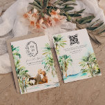 Tropical Beach Palm Trees | Photo Save the Date<br><div class="desc">This minimal photo save the date card features "save the date" in a beautiful free-spirited script that can be changed to any colour. Your photo is framed by beautiful palm trees and soft beach background. Add your QR code and other important information to the reverse side. These professionally designed cards...</div>