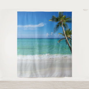 Tropical Beach Palm Trees Photobooth Backdrop Tapestry